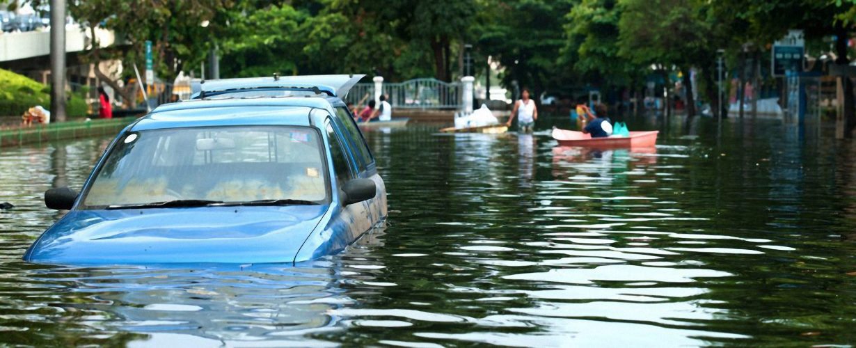 a car flooded up to its windows as a result of the Hurricane Florence storm surge.