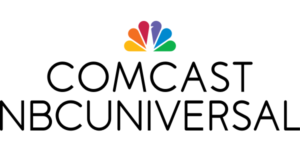 logo for Comcast NBCUniversal of stylized rainbow peacock feathers above letters spelling "Comcast NBCUniversal"